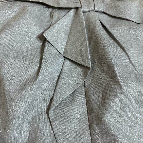 Banana Republic Gray Silver Metallic Bow Front Festive Holiday Mini Skirt 14 - Picture 2 of 4